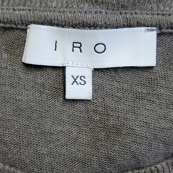 IRO Linen Distressed Crewneck Top Short Sleeve Gray T Shirt Casual Urban Boho XS - Picture 8 of 11